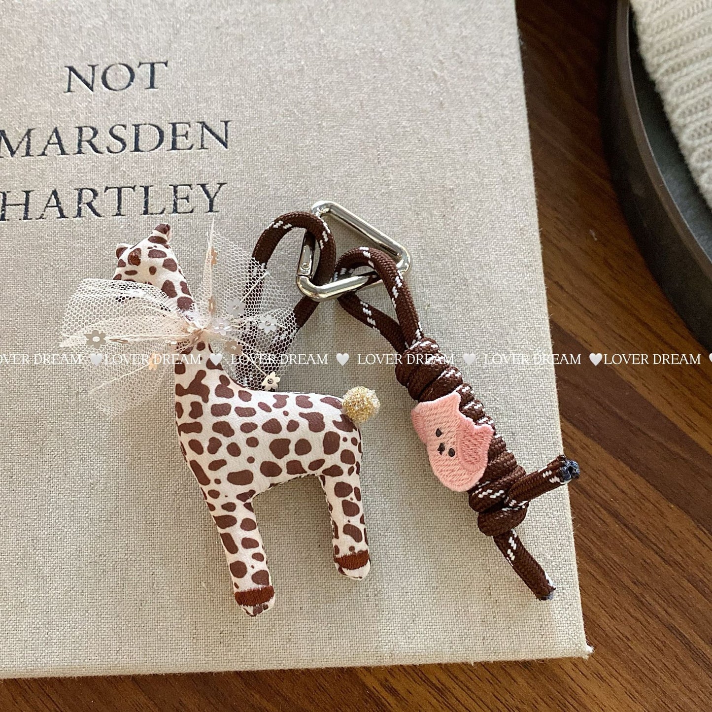 Fuzzy Bear Heart Lanyard Keychain