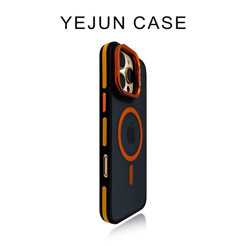 Purple Accent Lens Stand Magnetic iPhone Case