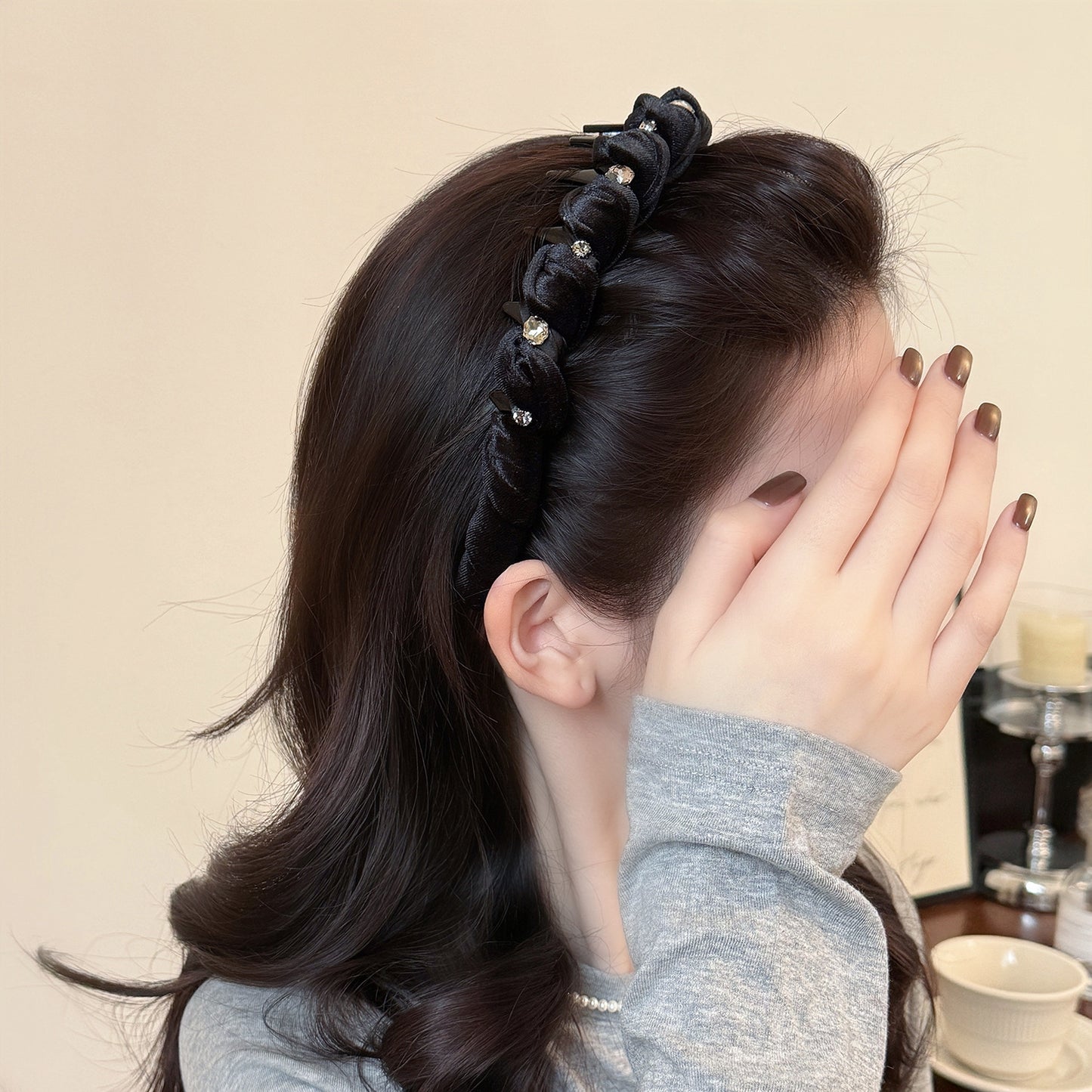 Velvet Rhinestone High-Top Headband