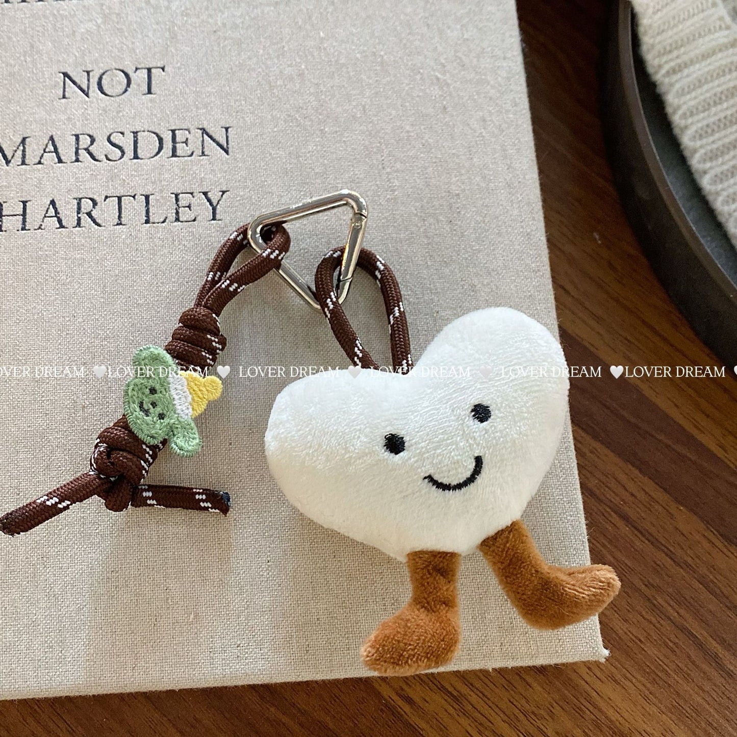 Fuzzy Bear Heart Lanyard Keychain