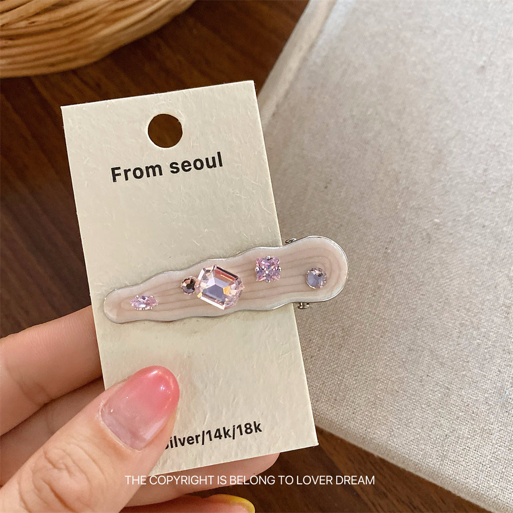 Pink Rhinestone Geometric Hair Clip