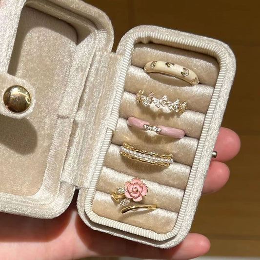 Colorful Enamel Flower Butterfly Ring