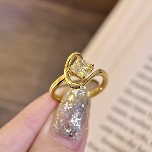 Twisted Square Crystal Ring