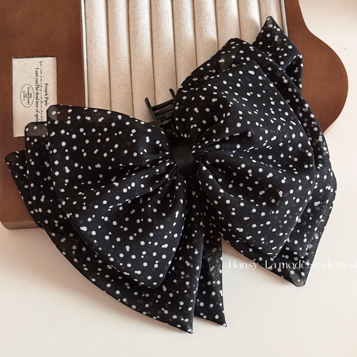 Vintage Polka Dot Bow Hair Claw