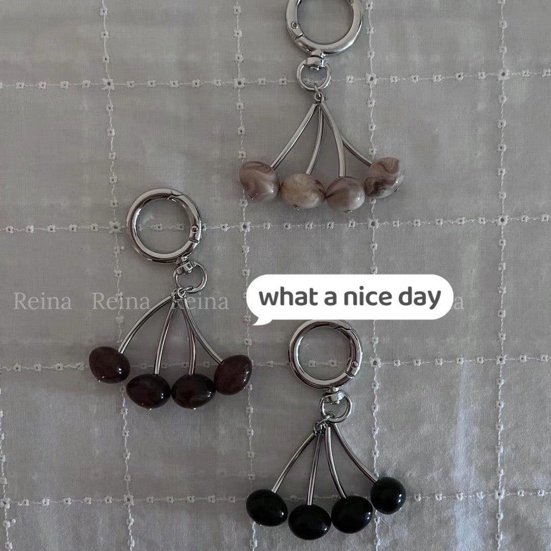 Stone Bead Feather Keychain