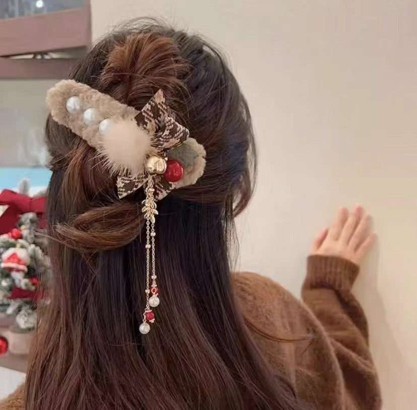 Autumn Winter Bow Hair Claw Clip