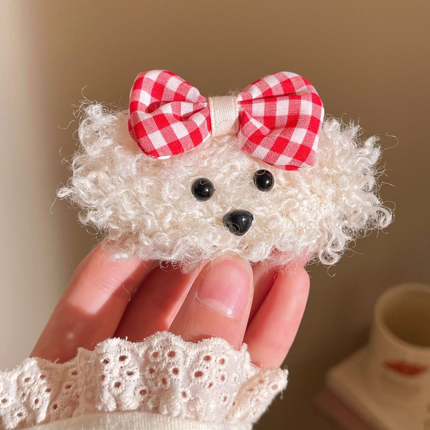 Cute Teddy Dog Bow Hair Clip