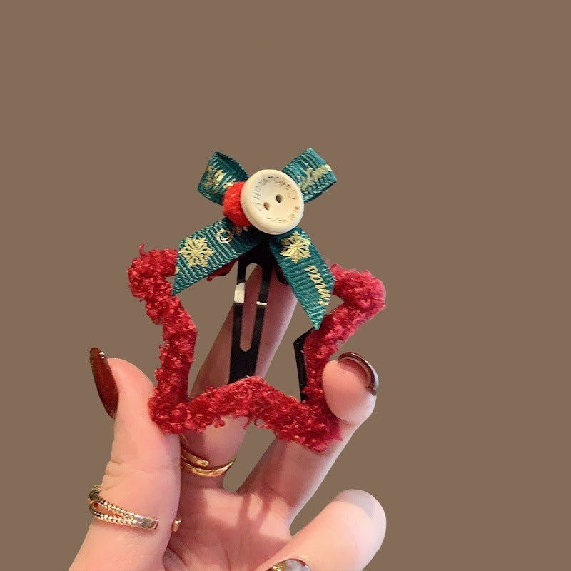 Red Plush Star Bow Hair Clip