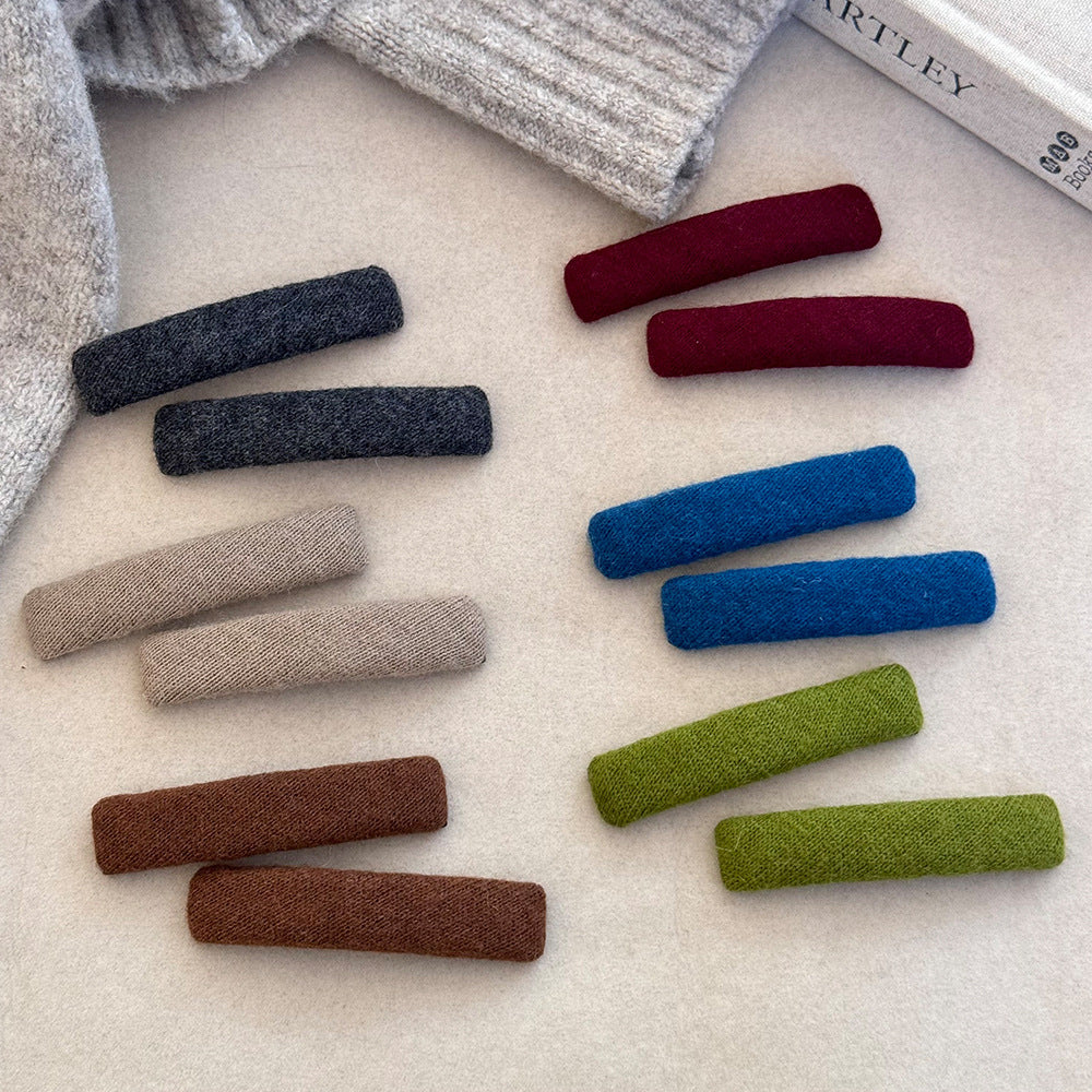 Colorful Flocked Wool Hair Clips