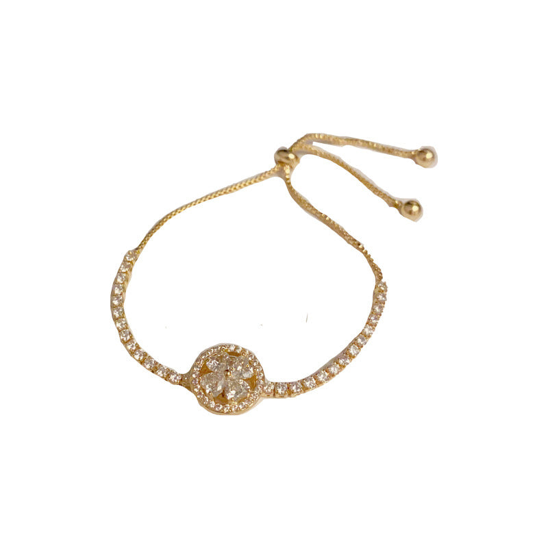 Twilight Clover — Rotating Zircon Adjustable Bracelet