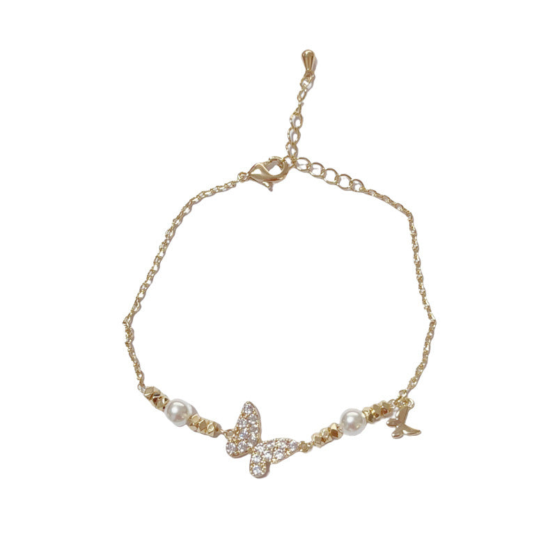 Butterfly Luster — Silver & Zircon Pearl Bracelet