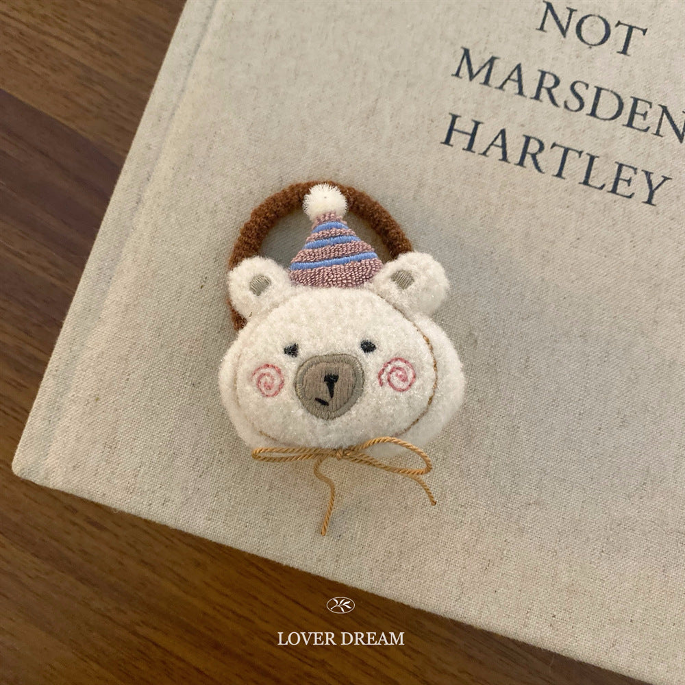 Brown Bear Bow Hair Tie