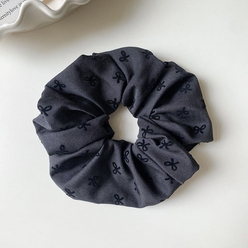 Gray Bow Fabric Hair Scrunchie