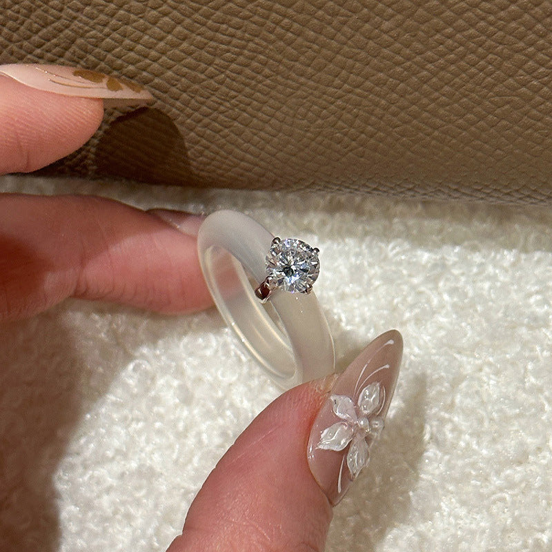 Pure Harmony — Minimalist Clear Stone Round Diamond Ring