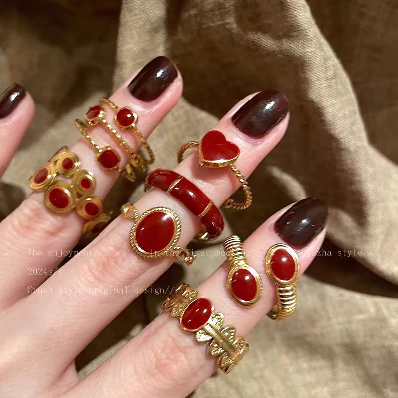 Red Enamel Heart Ring