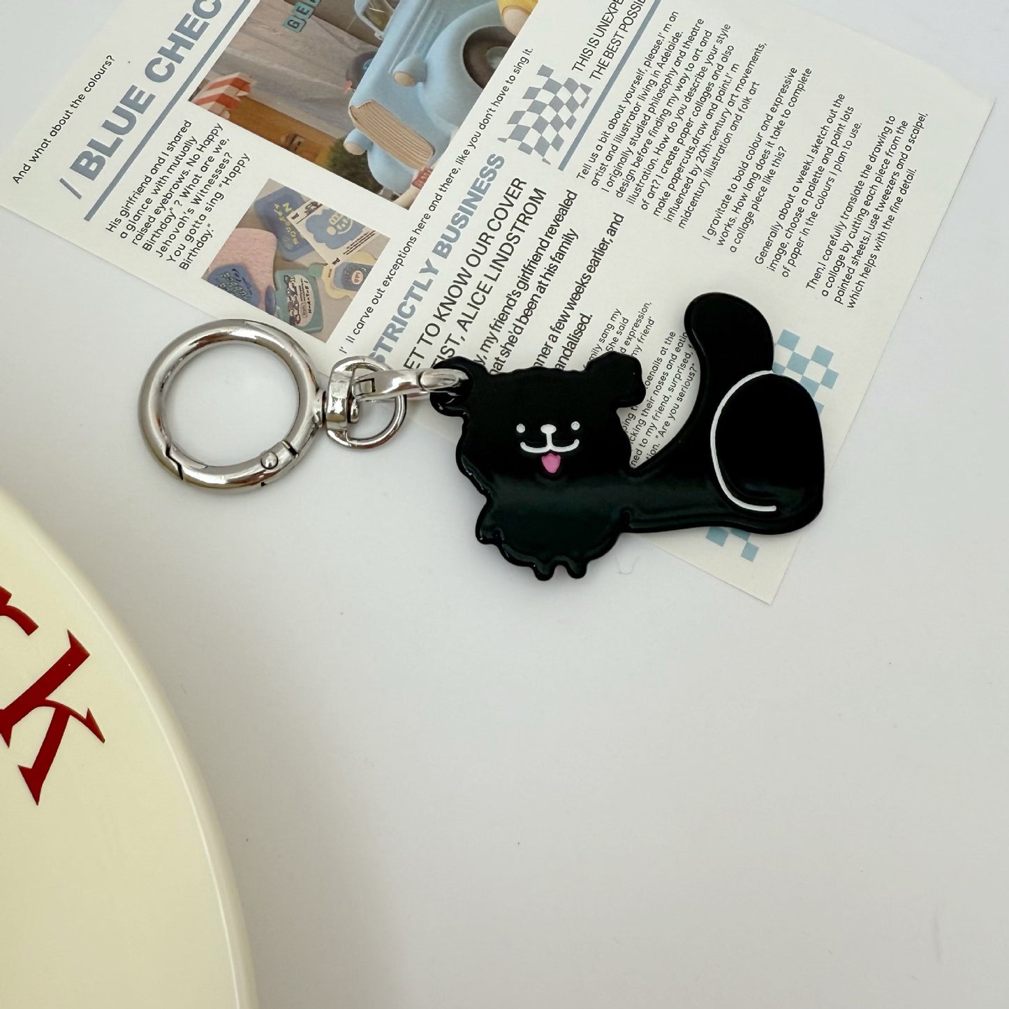 Cat Watermelon Acetate Comb Keychain