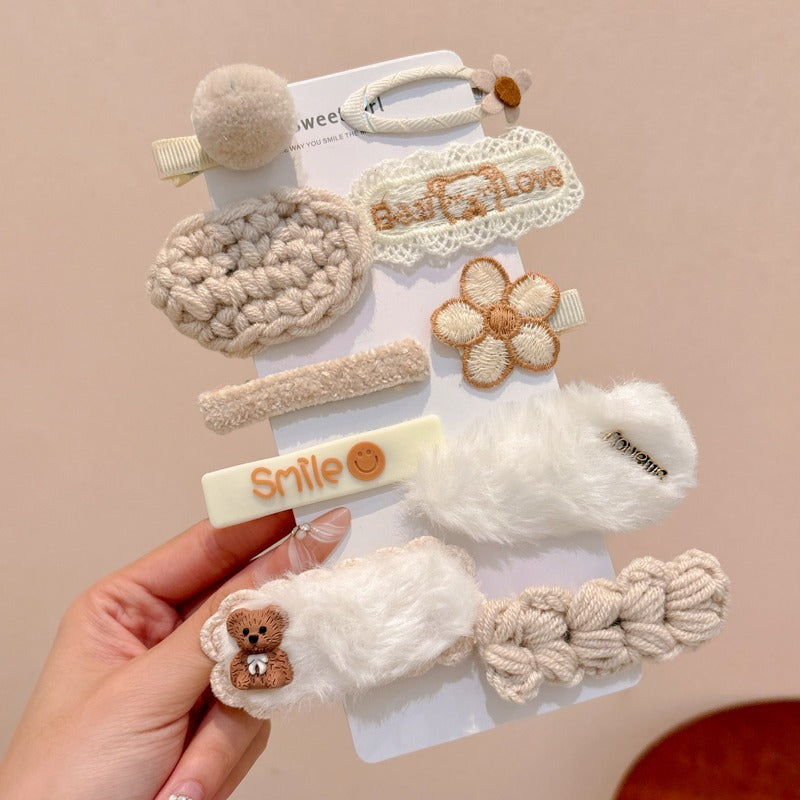 Cream Plush Hair Clip for Kids