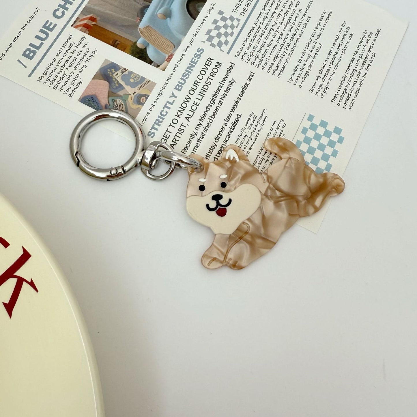 Cat Watermelon Acetate Comb Keychain