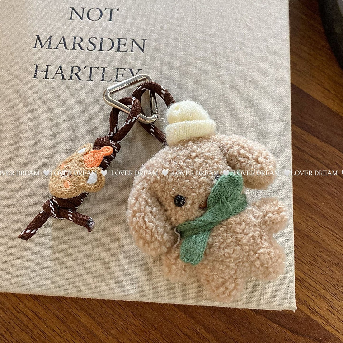 Fuzzy Bear Heart Lanyard Keychain