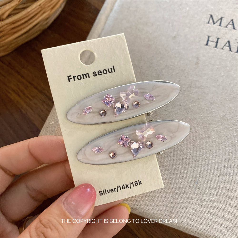 Pink Rhinestone Geometric Hair Clip