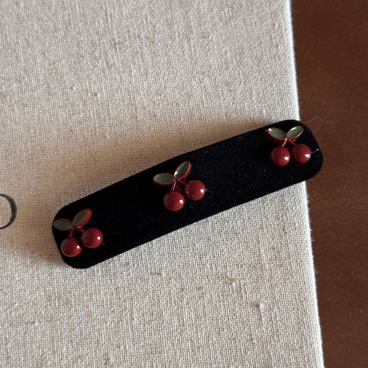 Cherry Velvet Hair Clip