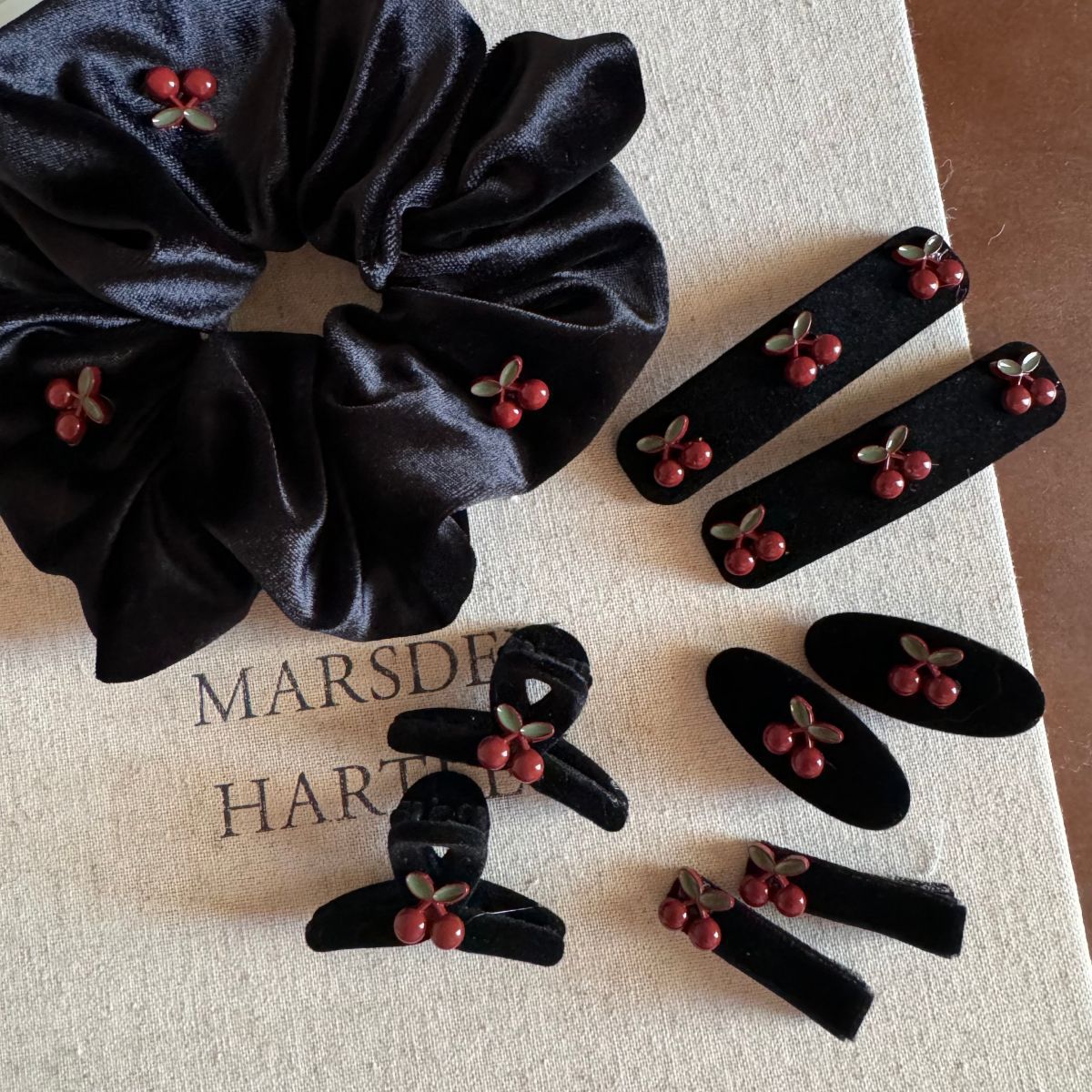 Cherry Velvet Hair Clip