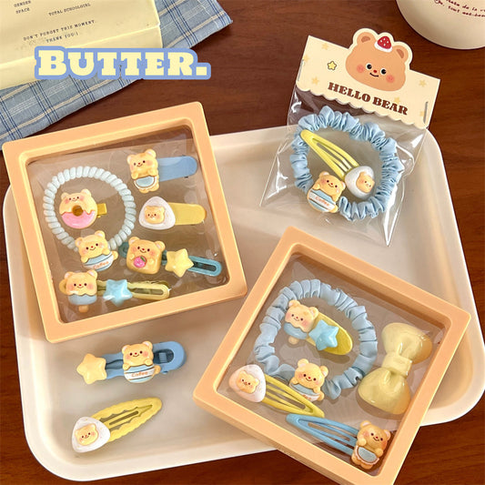 Cream Bear Hair Accessory Set