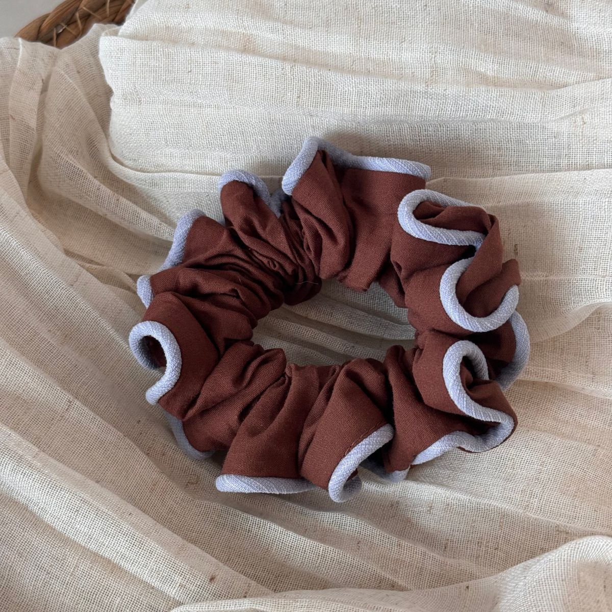 Plaid Fabric Oversized Hair Tie