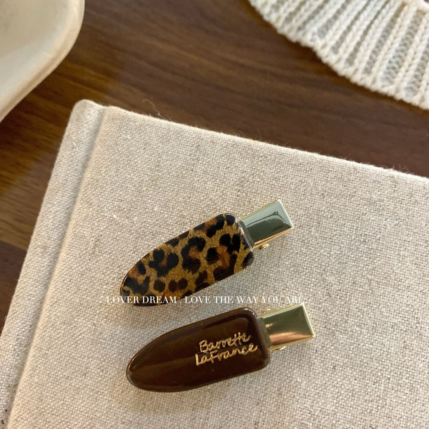 Gold Letter Leopard Hair Clip
