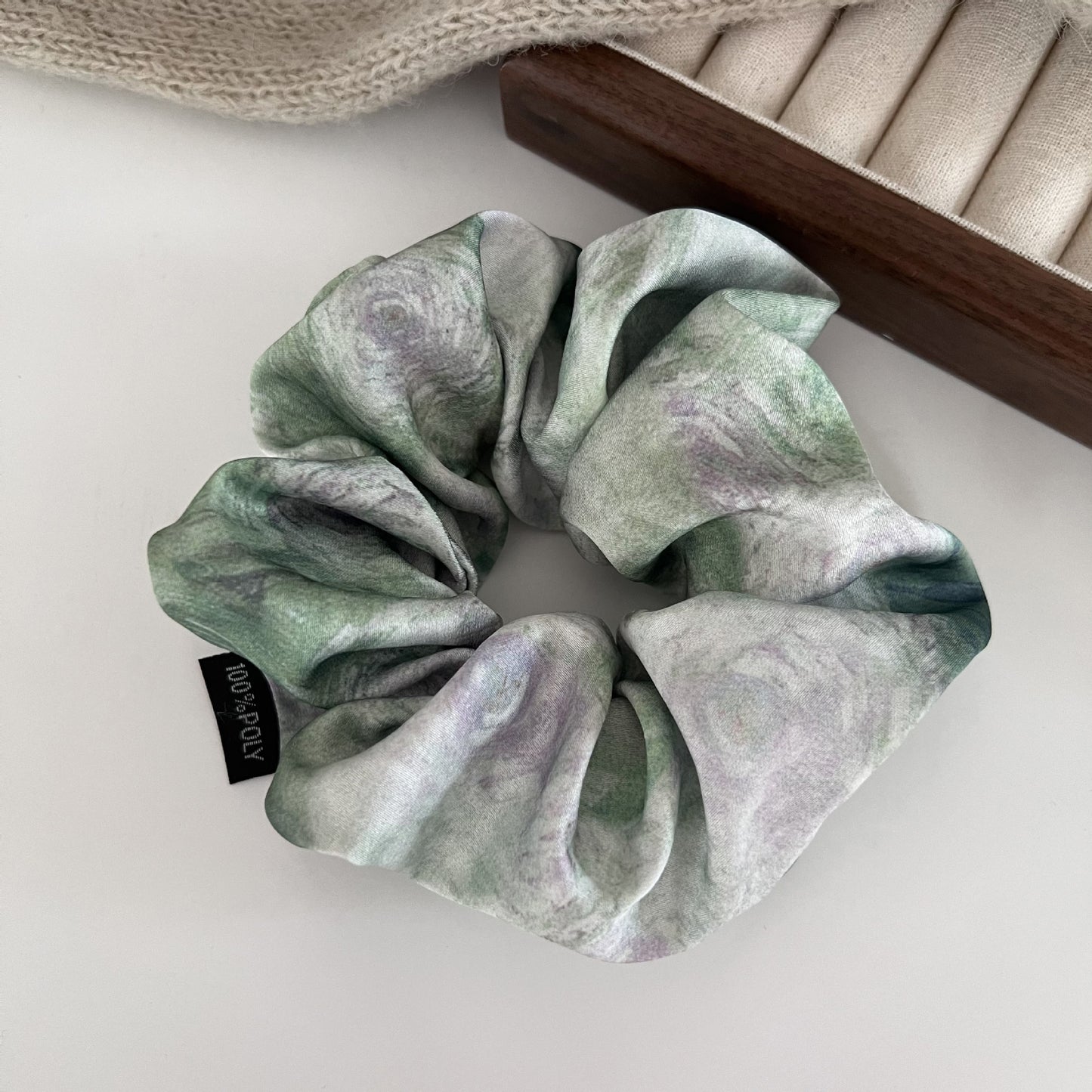 Starry Blue Satin Scrunchie