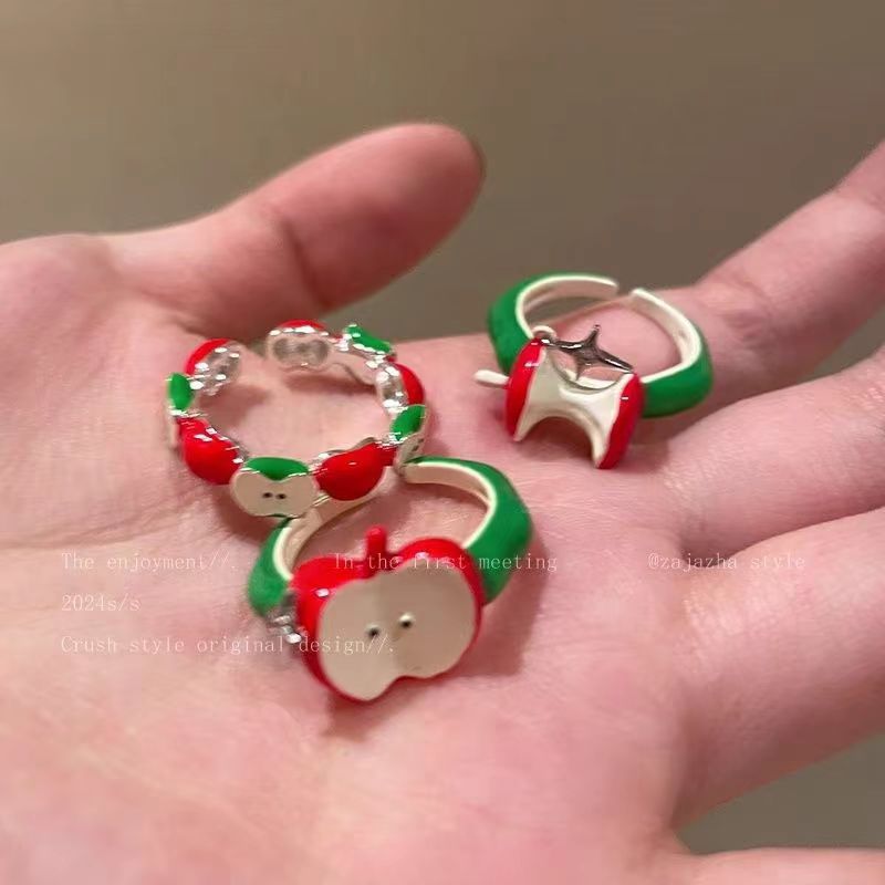 Cute Red Green Apple Ring