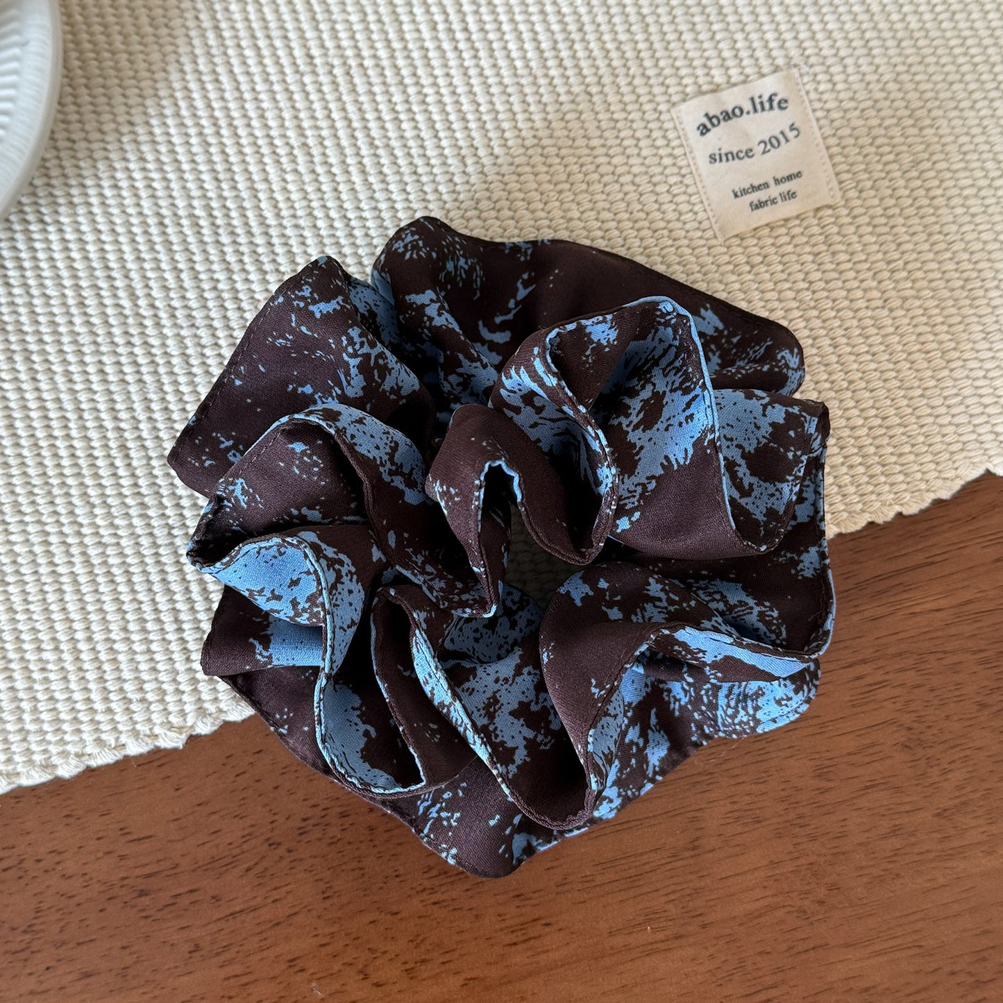 Forest Blue Floral Hair Scrunchie