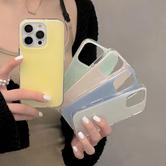 Jelly double-layer suitable for iPhone16 summer candy color mobile phone case Apple 15promax simple solid color protection