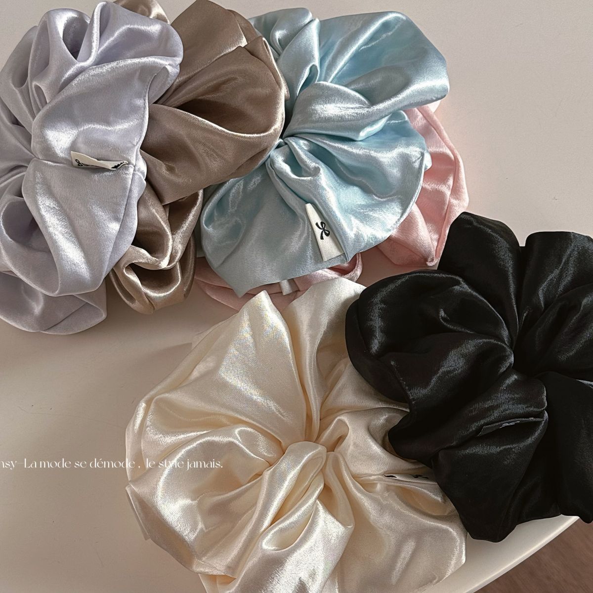 Cream Satin Oversized Scrunchie