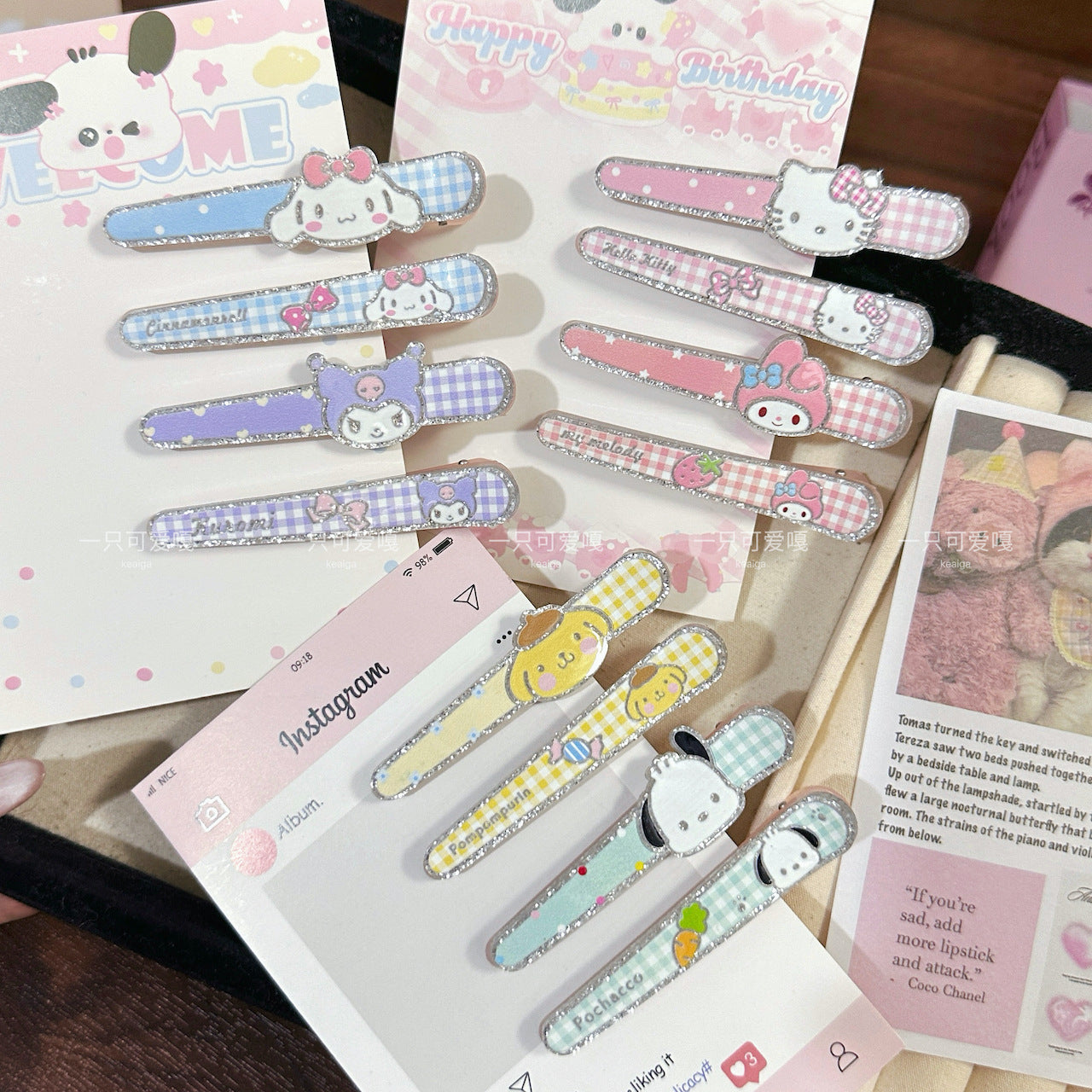 Glitter Sanrio Hair Clip Set