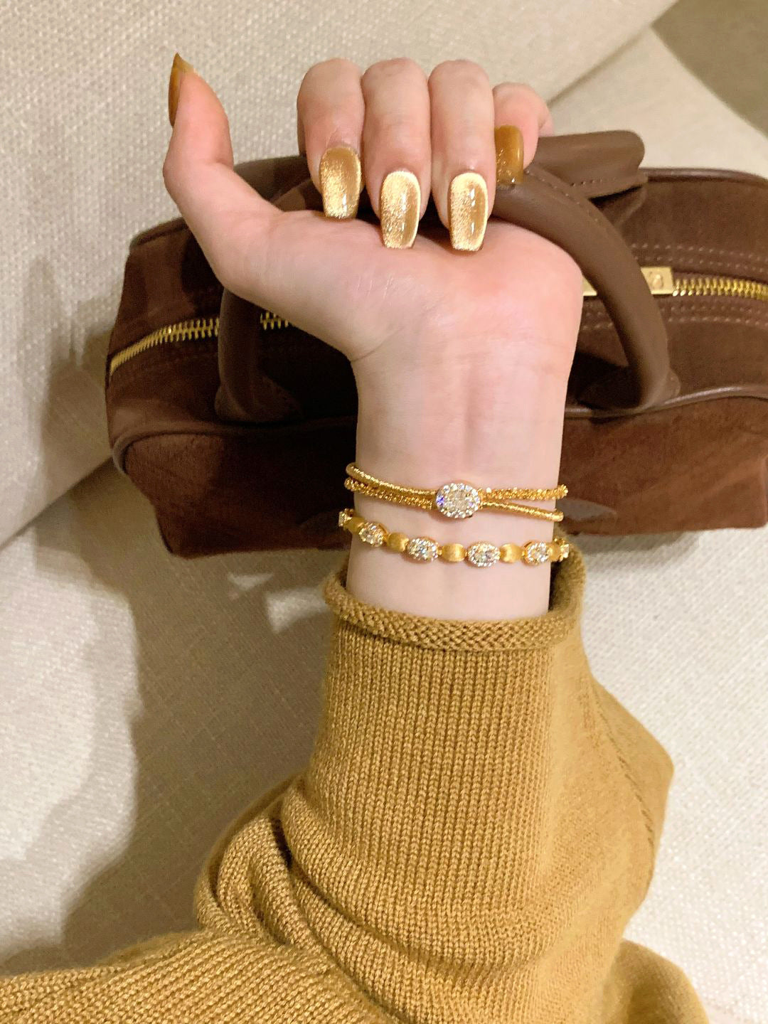 Golden Melody — Gold Wire Wrap Soft Bangle Bracelet