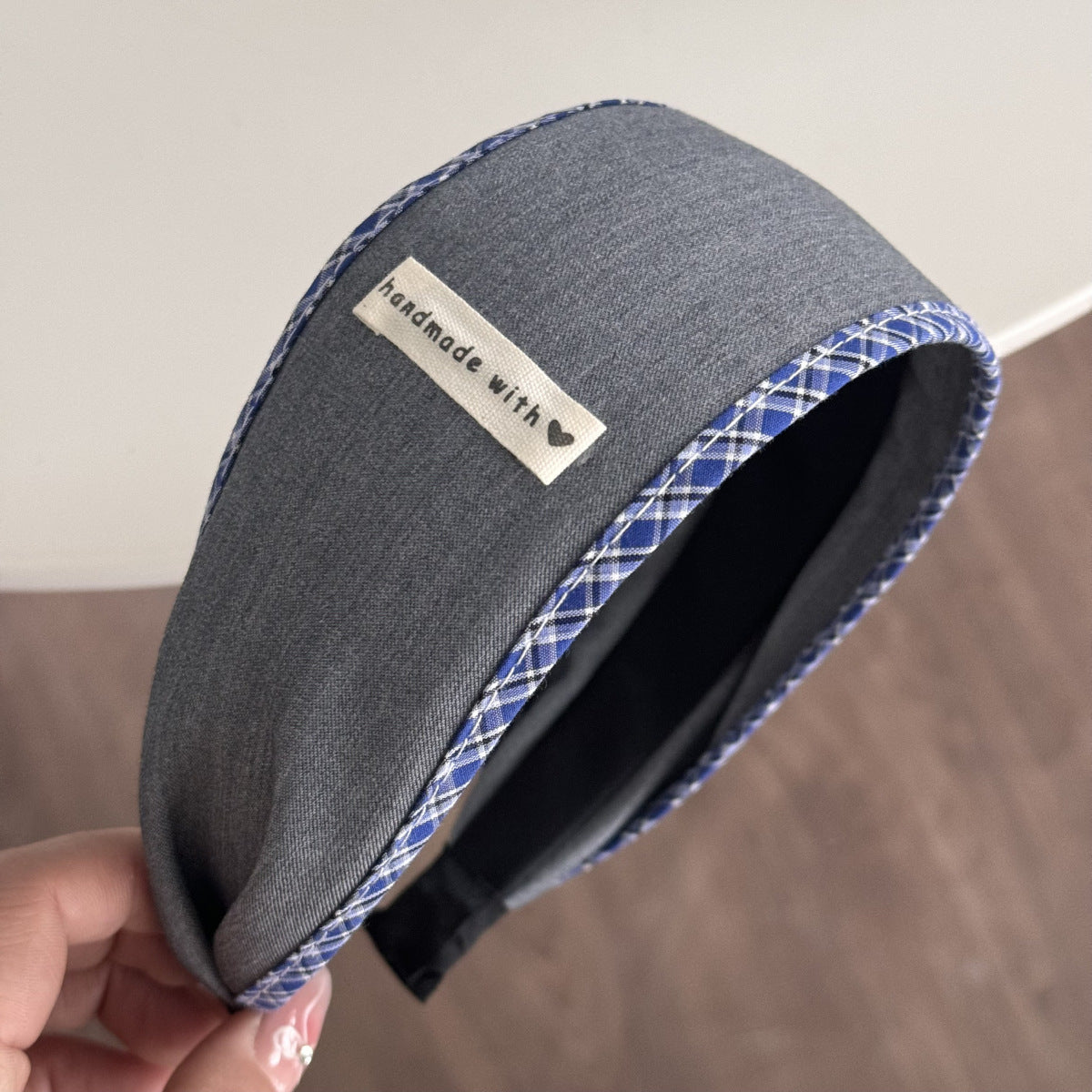 Blue-Gray Lace Plaid Hair Clip & Scrunchie