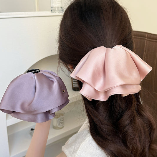 Satin Bow Ponytail Claw Clip