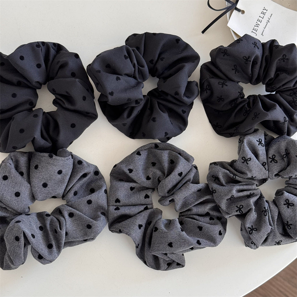 Polka Dot Bow Heart Scrunchie