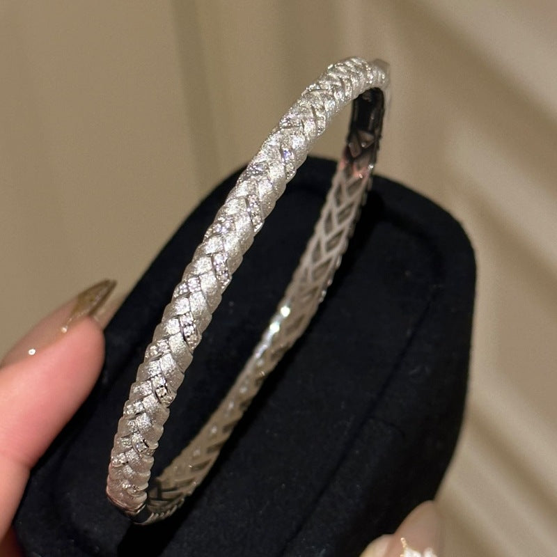 Golden Harvest — French-Italian Brushed Wheat Weave Bracelet