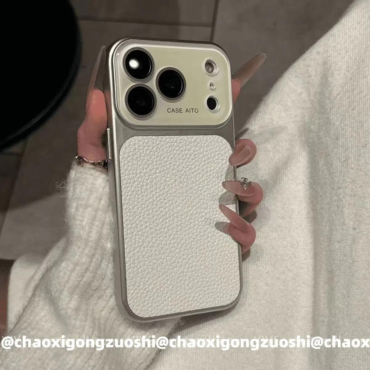 Vintage Litchi Texture Metal Frame iPhone Case