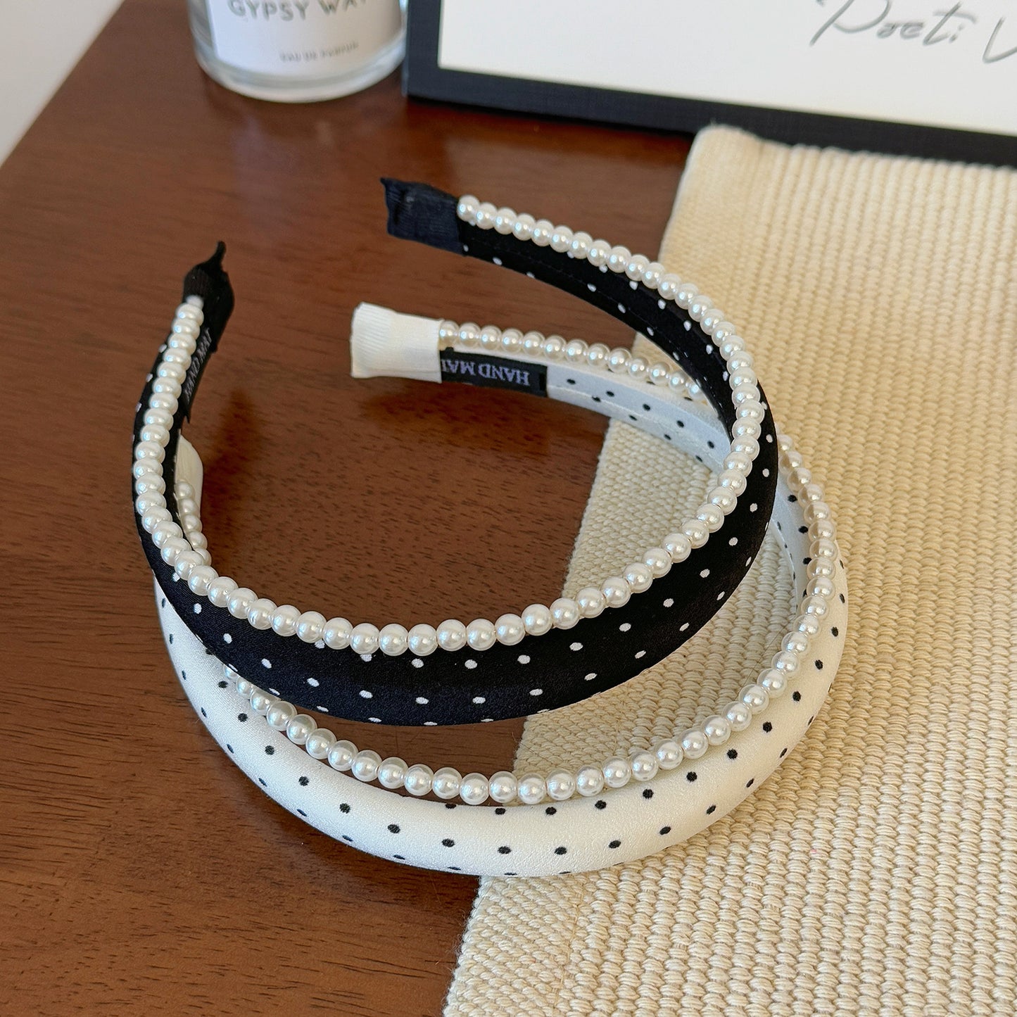 Black & White Polka Pearl Headband