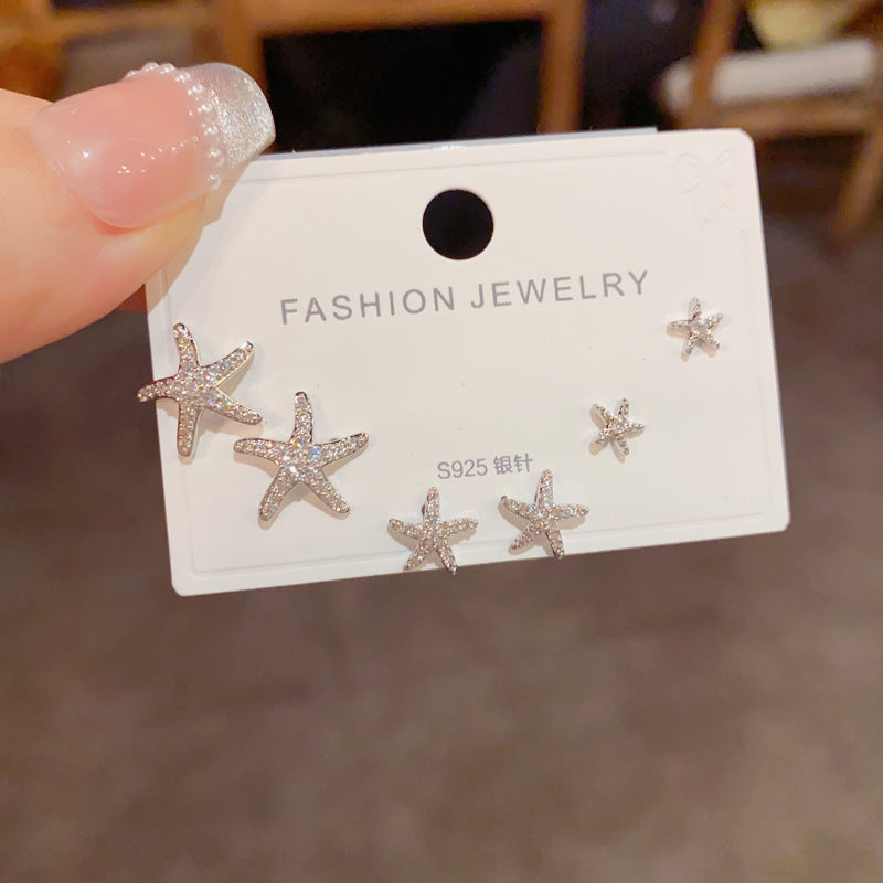 Ocean Whisper — Starfish Trio Stud Earrings Set