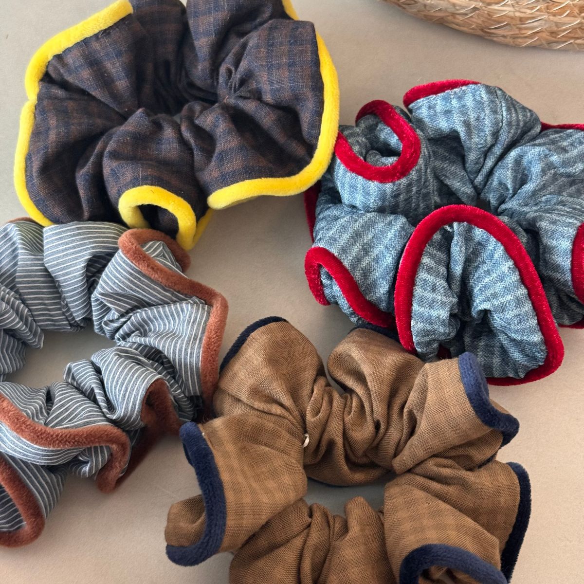 Plaid Fabric Oversized Hair Tie