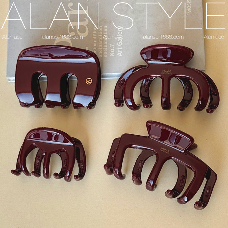 Thick Red Acetate Hair Clip