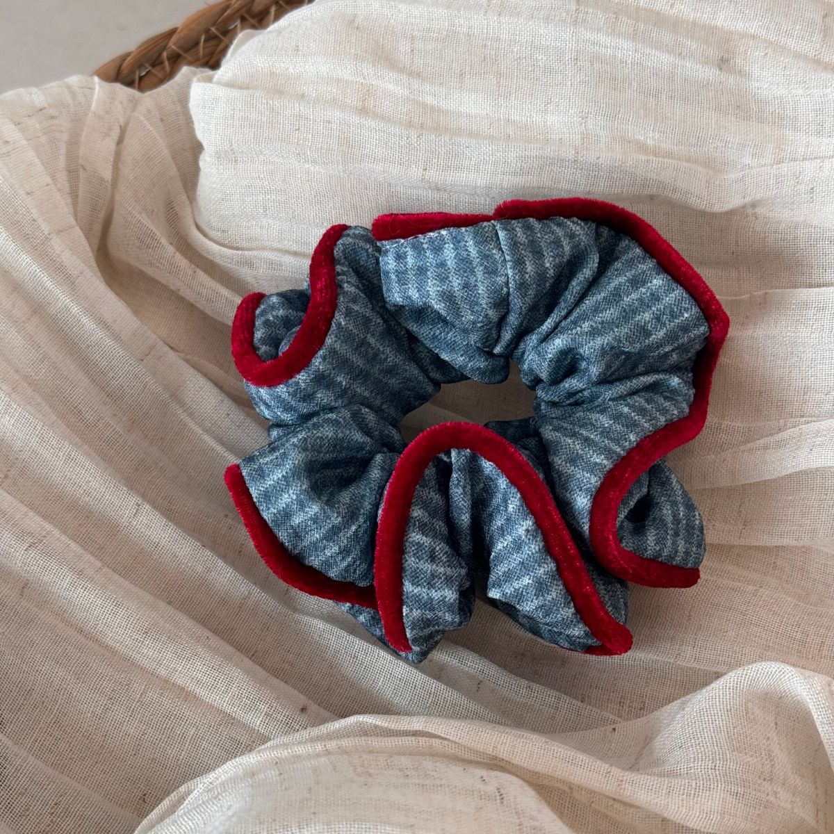 Plaid Fabric Oversized Hair Tie