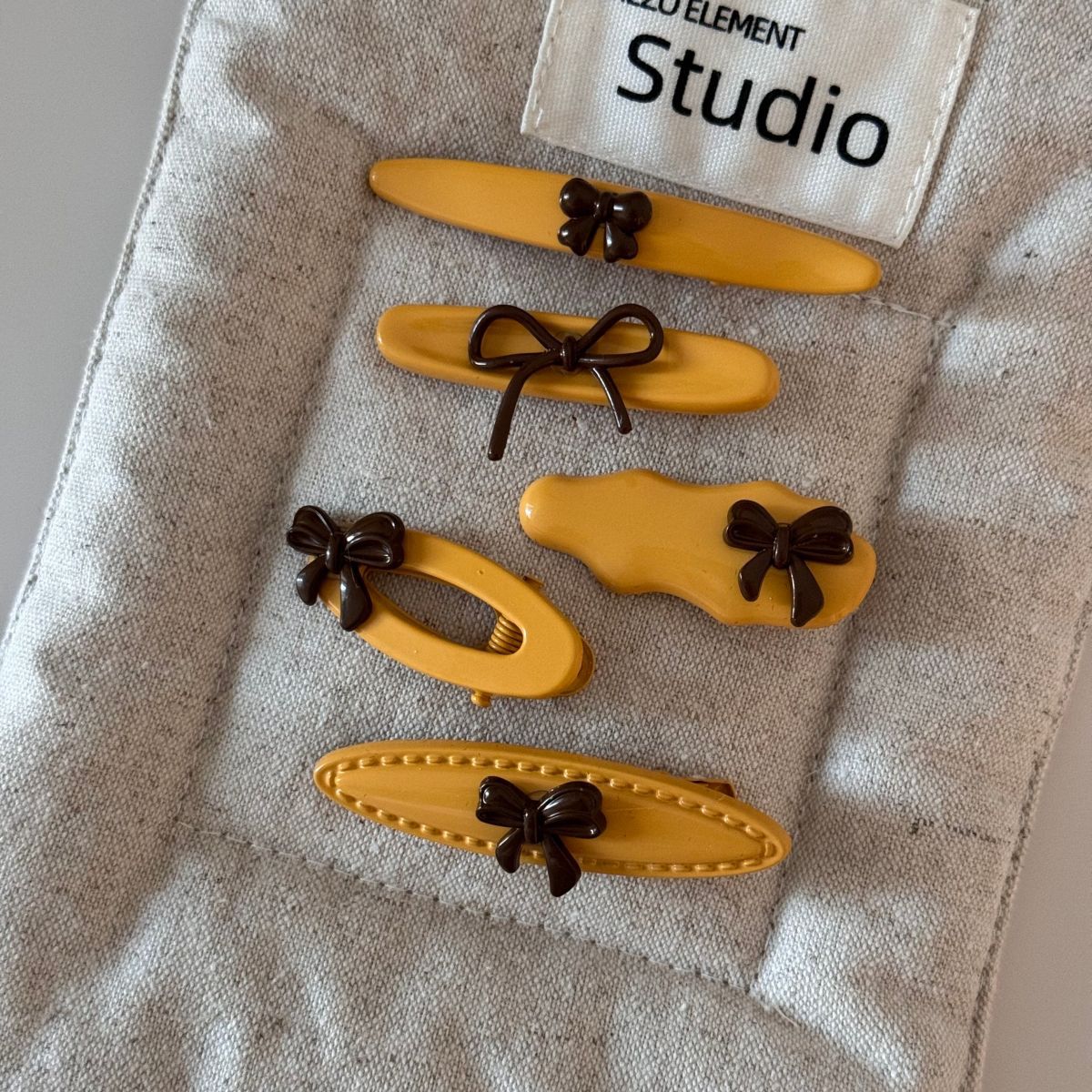 Yellow Coffee Bow Hair Clip