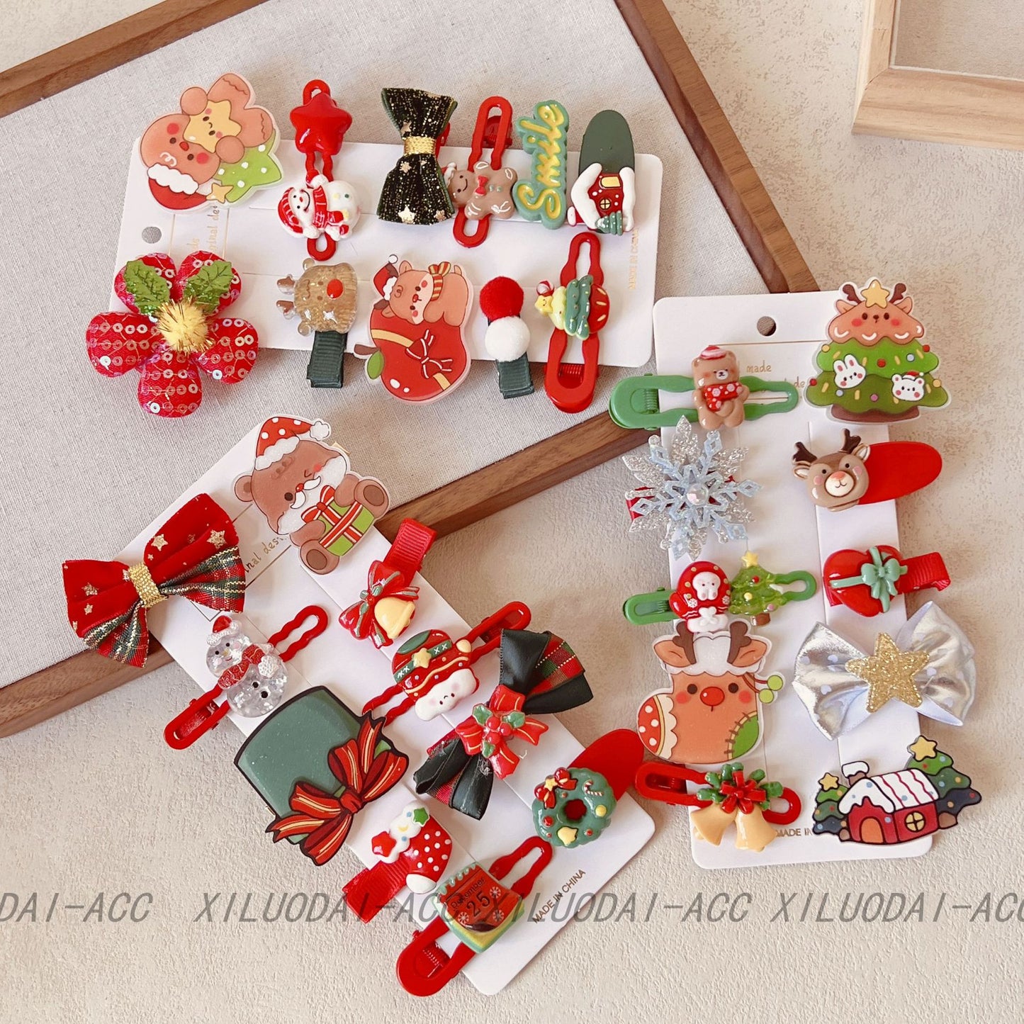 Kids Christmas Santa Hair Clip Set
