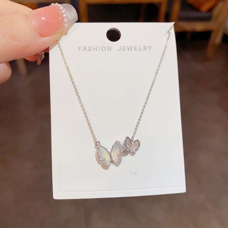 Butterfly Reverie — Zircon & Shell Necklace