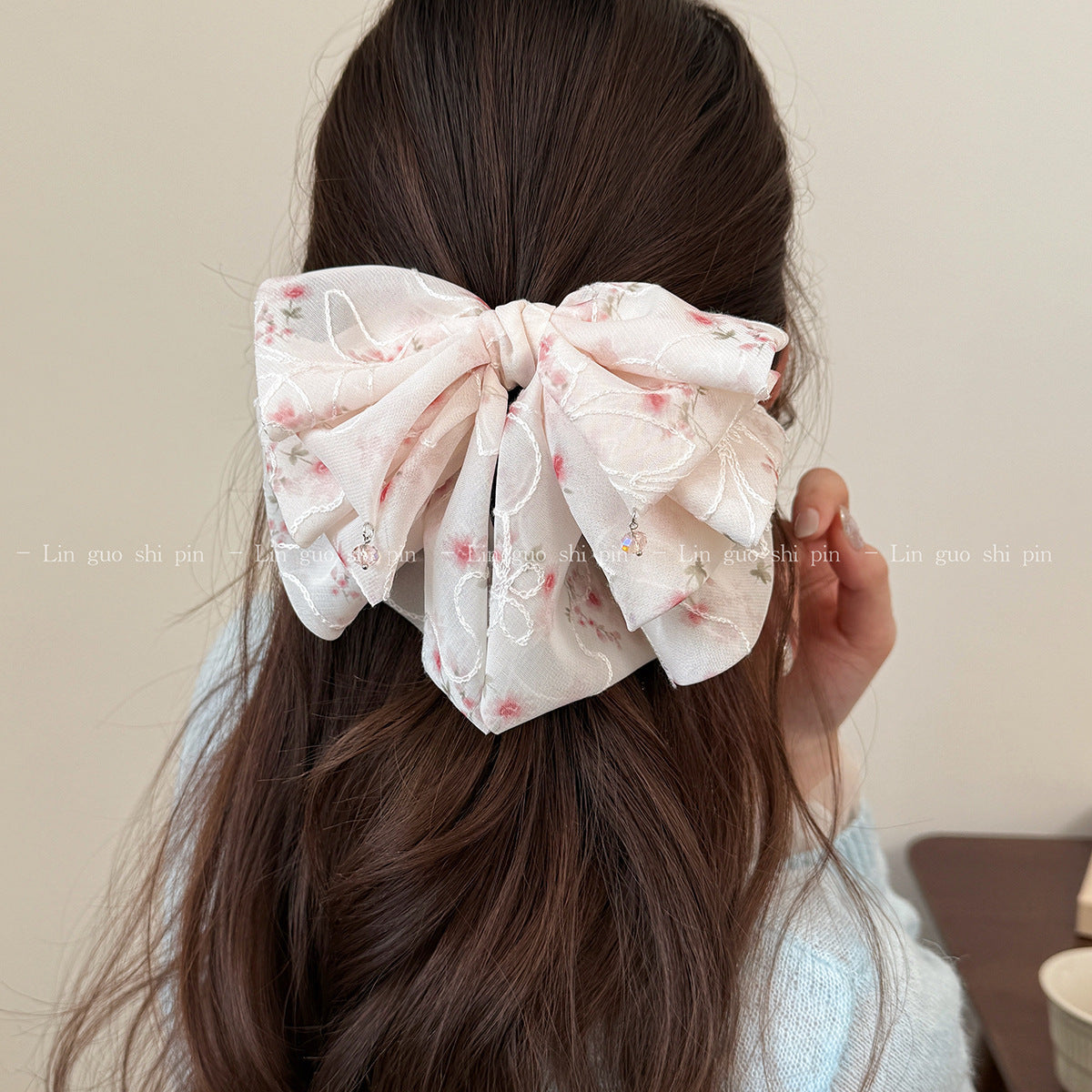 Polka Dot Bow Ponytail Clip